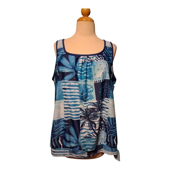 Tankini Patchwork Print Tank Swimsuit Top Women's XL - Picture 1 of 8